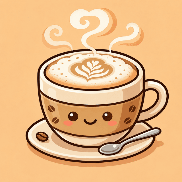 Cute kawaii latte cup